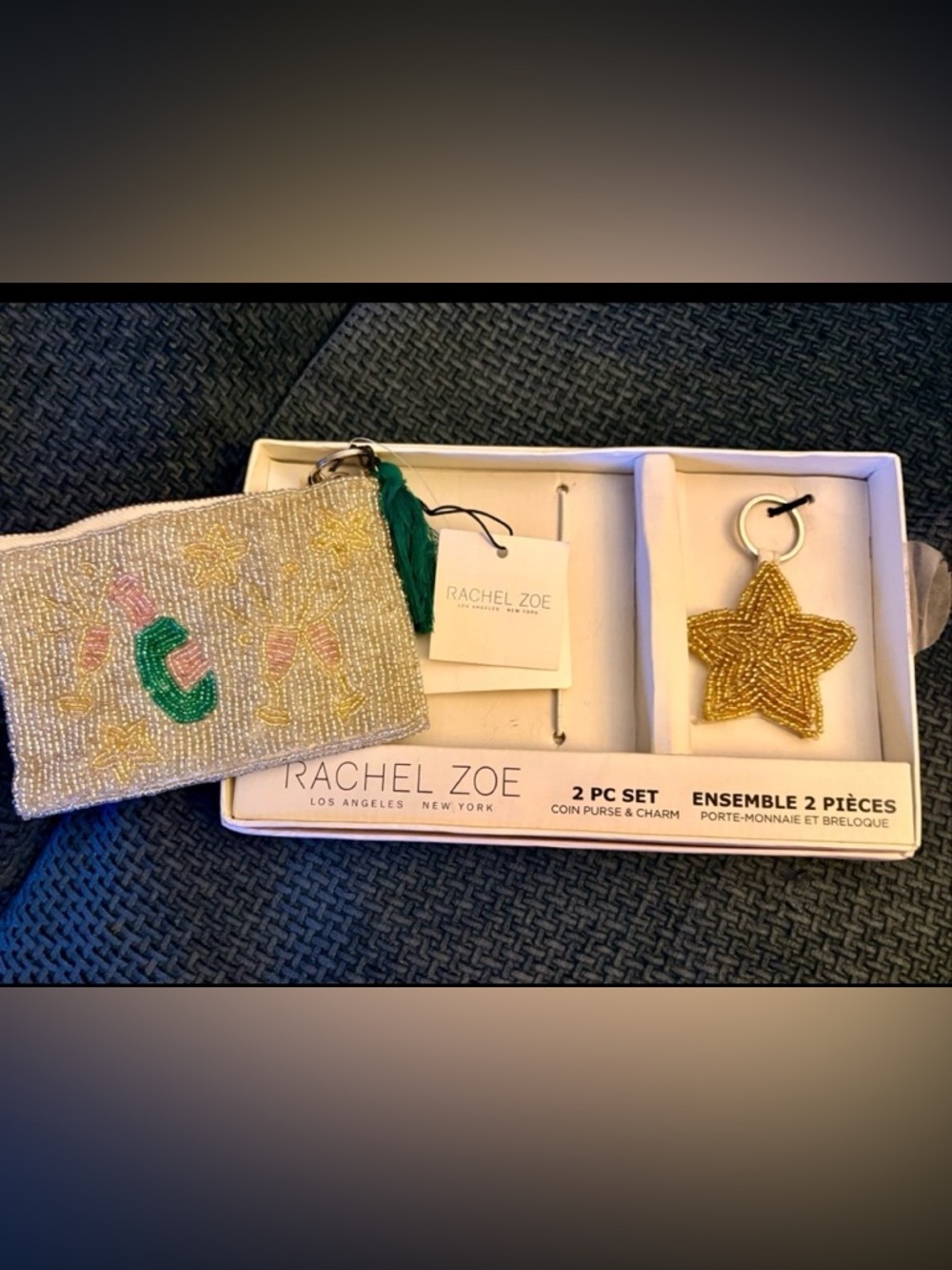 NWT Rachel Zoe Beaded Coin Purse & Star Charm Set